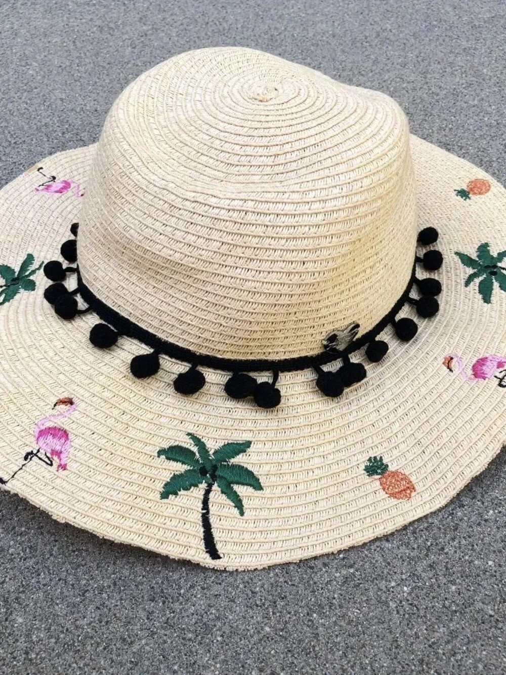 BETSEY JOHNSON Tropical Floppy Sun Hat Women's One Size Fedora Paper Flamingo